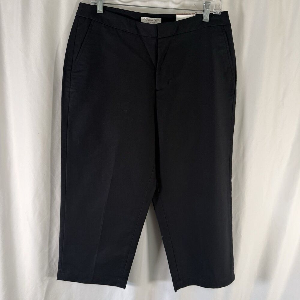 New Coldwater Creek Natural Fit Pants Women's 12 Black Crop Cotton Blend